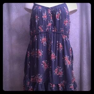 Floral Print Ruffled Challis Dress